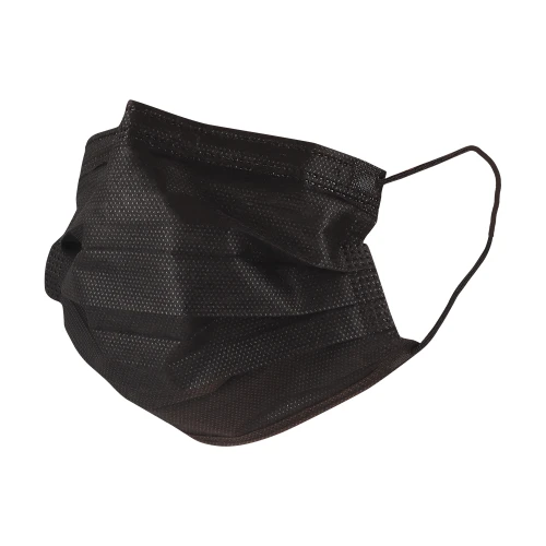 MASECZKA ochronna 3-warstwowa, z gumką, czarny, 50 szt.