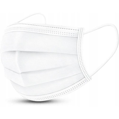 MASECZKA ochronna 3-warstwowa, z gumką, biały, 50 szt.