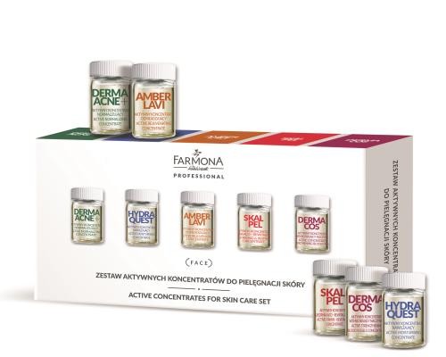 ZESTAW aktywnych koncentratów do pielęgnacji skóry (DERMAACNE+ x2, HYDRA QUEST x2, AMBER LAVI x2, SKALPEL x2, DERMACOSx2) 10x5ml