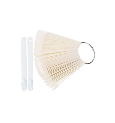 WZORNIK do lakierów - wachlarz 50 tipsów migdał - mleczny 