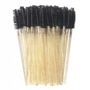SZCZOTECZKI do rzęs brokatowe, czarny - typu mascara, 50 szt.