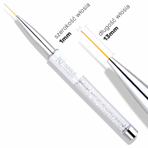 PĘDZEL do zdobień No.5 z kryształami h-13mm / Nail Art Brusch