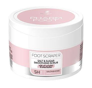 PHARM Foot FOOT SCRAPER / Wygładzający peeling solno-cukrowy do stóp z kompleksem olejków i masłem Shea, 200g, SH.1 Linia All In