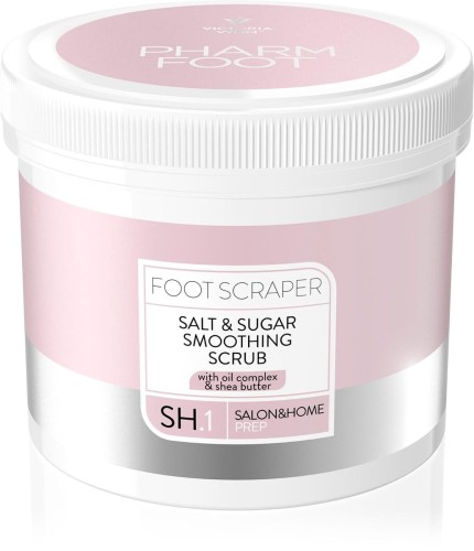 PHARM Foot FOOT SCRAPER / Wygładzający peeling solno-cukrowy do stóp z kompleksem olejków i masłem Shea, 800g, SH.1 Linia All In