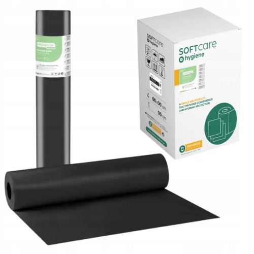 PODKŁAD medyczny podfoliowany w rolce 50cm x 50m, czarny Soft Care Premium Standard 2ply+PE 