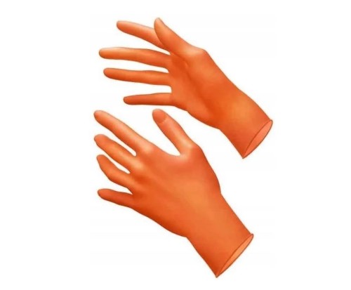 RĘKAWICE nitrylowe bezpudrowe Nitrylex pomarańczowe, 100 szt.